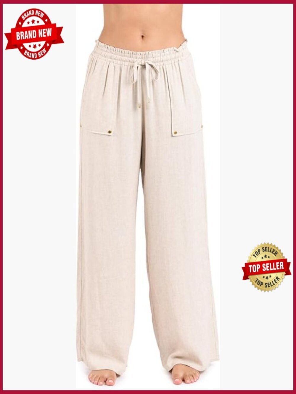 Palazzo Pant Swimsuit Cover Up Wide Leg Beachwear Loose Fit Pull-On